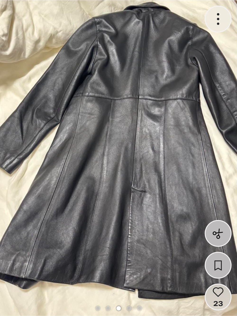 vintage black leather trench, XS mc